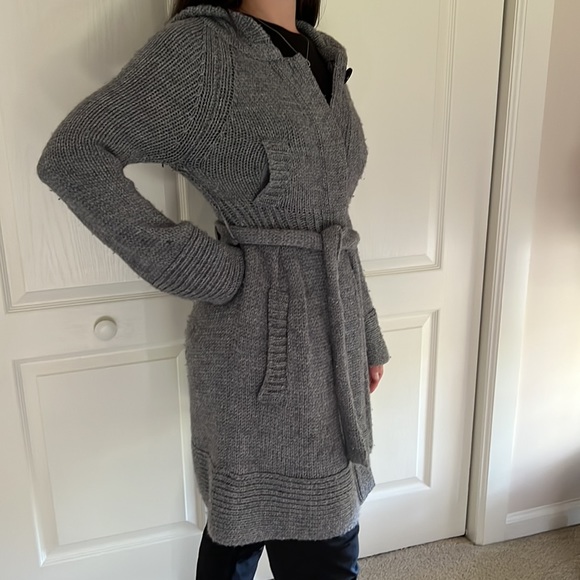 Free People wool blend sweater coat with hood - Picture 4 of 11